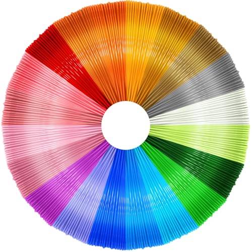 3D Penna PLA-filament Påfyllningar – Wiseten 20 färger 3D-tryck pennfilament 1,75 mm, 16,4 fot per färg totalt 328 fot för de flesta intelligenta 3D-pennor 3D-skrivare