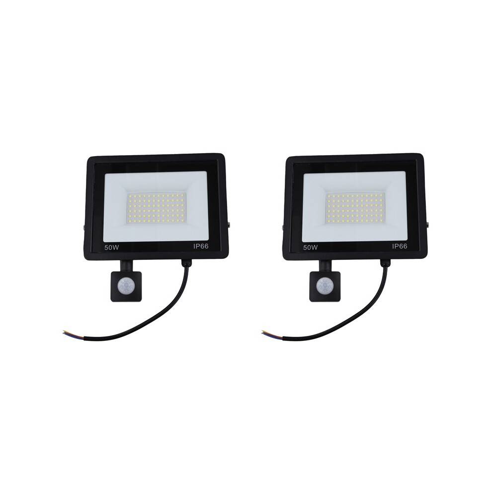 2X Sensor LED Flood Light 50W, Induction Spotlights IP66 Waterproof Ideal for Street, Square & Outdoor Lighting