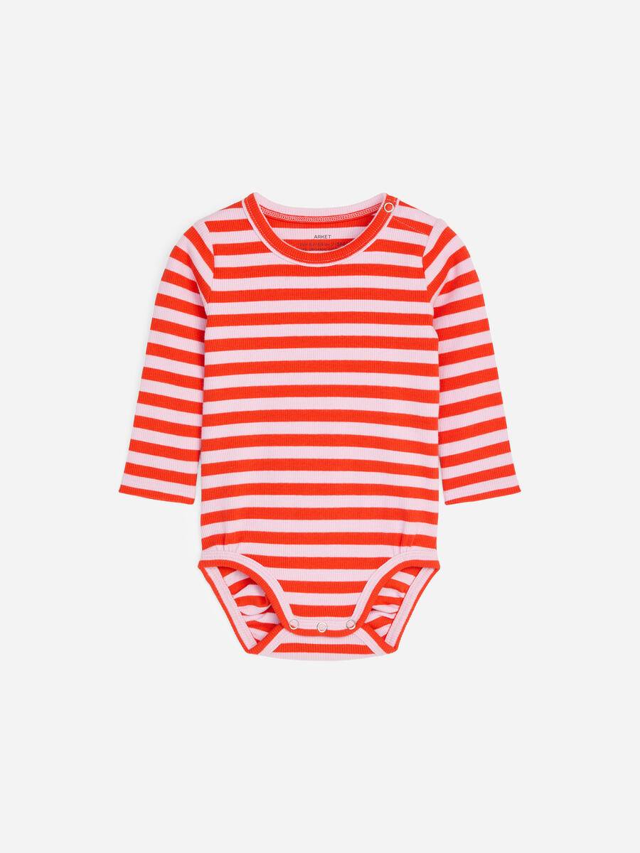 ARKET Ribbed Long-Sleeve Bodysuit -Pink, 134/140