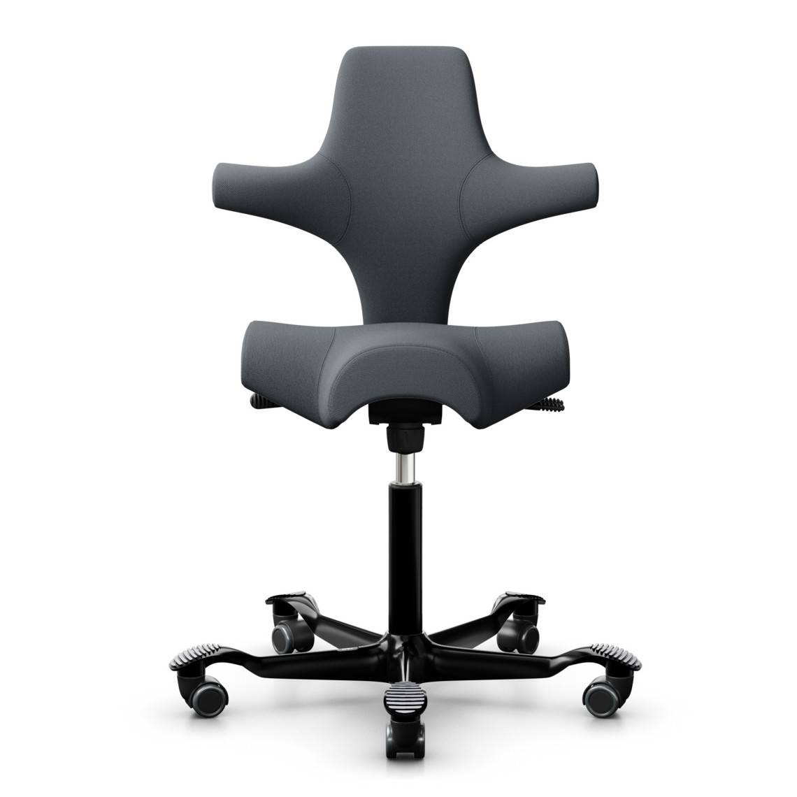 HÅG Capisco 8106, Ergonomisk kontorsstol, Färg Mörkgrå (SC60003), Underrede Svart, Liftomat 200 mm, Fotring Nej