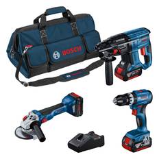 Bosch Professional Elværktøjssæt GSB 18V-45+GWS18V-10+GBH18V-21 med 3 stk. batteri, lader og taske
