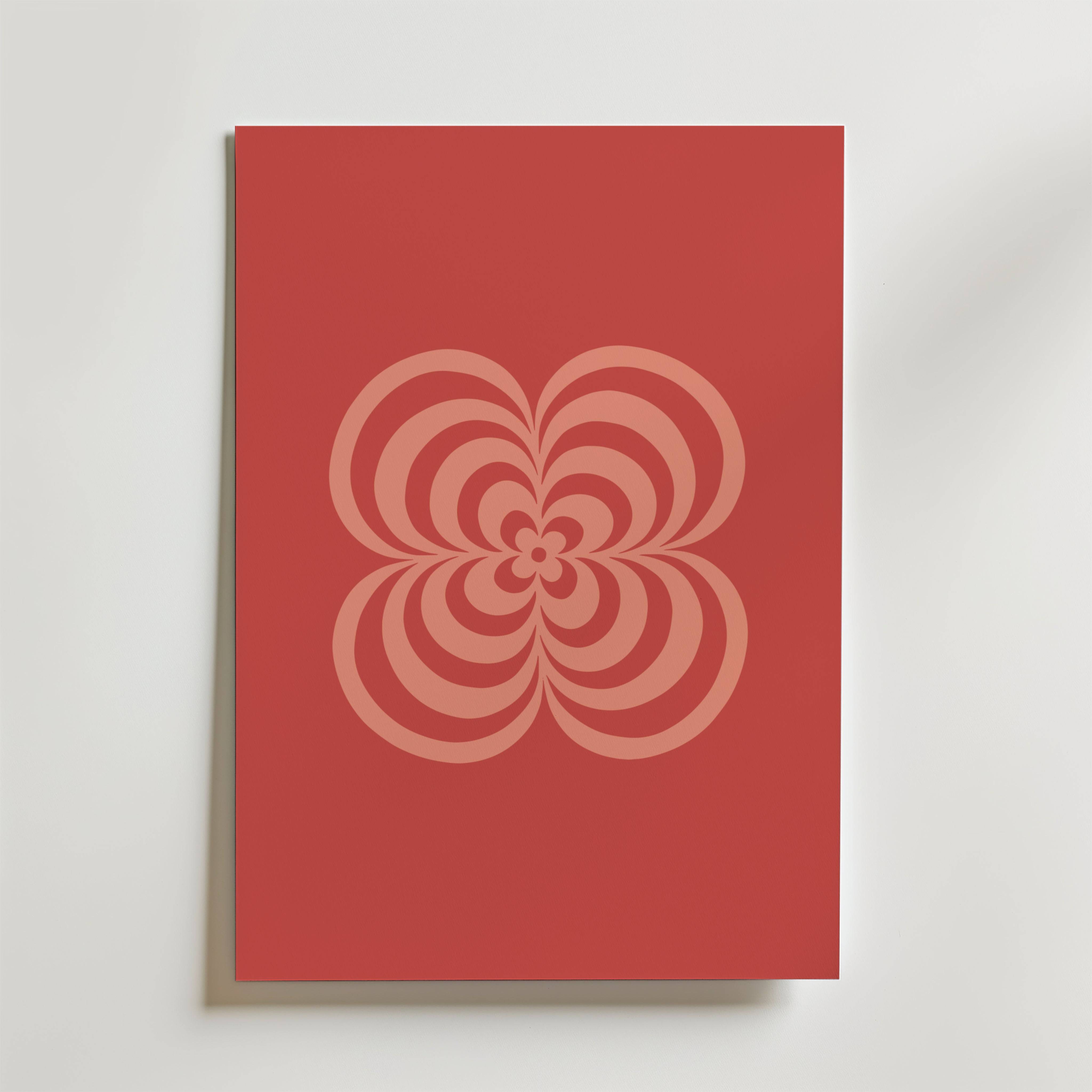 Retro Bloom Red Poster - Fine Art Poster 13x18 cm