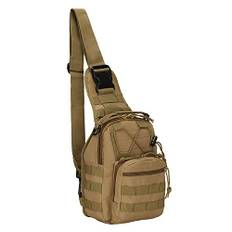 QIYUANT Taktisk crossbody militär väska vattentät Oxford axelväska MOLLE bröstväska överfallsfallsryggsäck en rem ryggsäck för utomhus läger vandring cykling löpning, PRÄRIEVARG, Cykelryggsäck