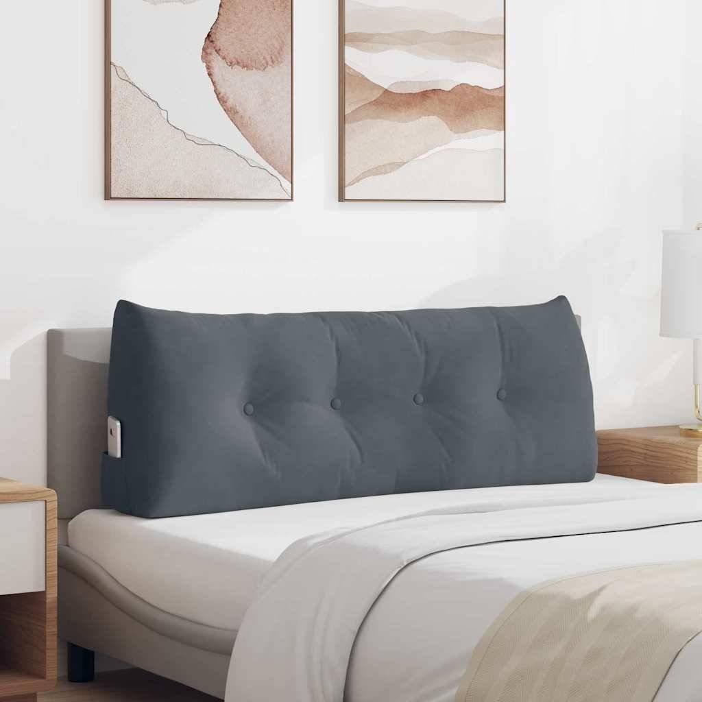 Rygpude Fløjl - Mørkegrå / 120 x 24 x 50 cm