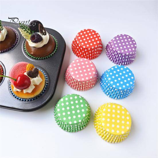 Pappersmuffinsformar 100 st Engångsformar för Cupcakes, Livsmedelsgodkända Fettresistenta Bakformar, Prickig Dekorationsmaterial Prickmönster Standard