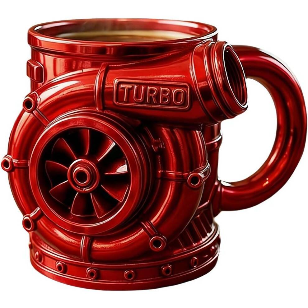13oz Retro V8 Motor Kaffekrus 3D Mekanisk Harpiks Rustfrit Stål Bil Gave