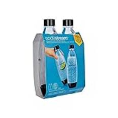 SodaStream DuoPack Fuse 2 x KST flaska 1L – diskmaskinssäker (BPA-fri) - ersättningsflaskor för SodaStream Vattenkokare med PET-flaskor, svart, 9 x 17,2 x 29