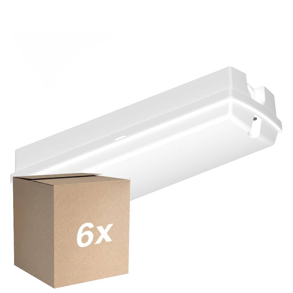 Fordelspakke 6x Ledvance LED Væglampe Compact Hvid 9W 840lm - 830 Varm Hvid | 356x115mm - IP65 - Bevægelses- Og Lyssensor