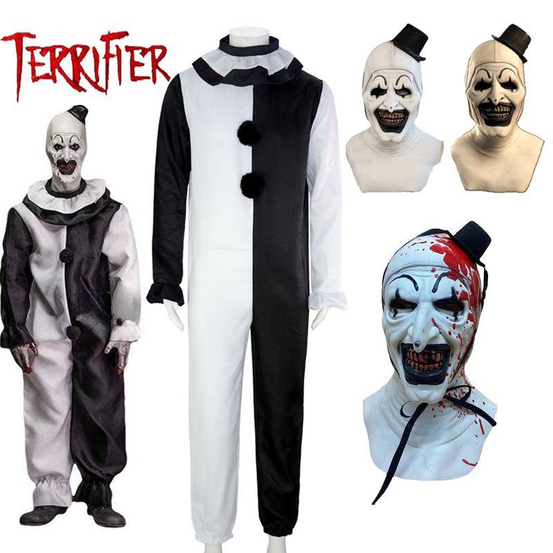 Art The Clown Cosplay Film Terrifier 2 Art The Clown Cosplay Kostym Jumpsuit Mask Halloween Kostymer Mask för Män Kvinnor cm