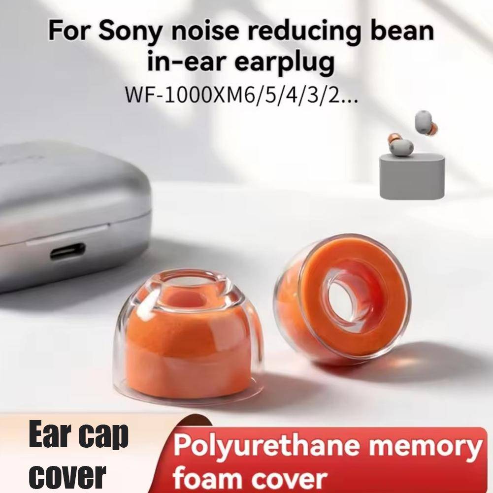 Liquid Silicone Foam Ear Tips for Sony WF-1000XM6 XM5 XM4 Earbuds Noise Cancelling Sponge Earplugs Orange Accessories