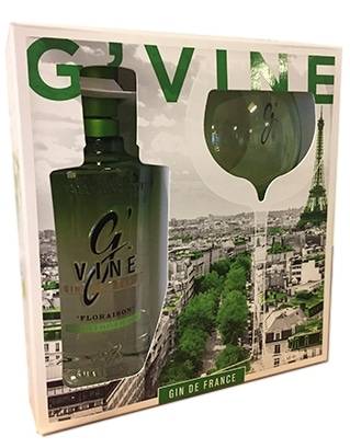 G'Vine Floraison i gaveæske med Gin-glas.