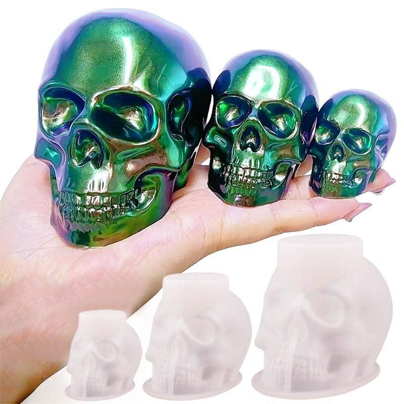 3 Skull Head silikonformar för harts gips Cement Craft DIY