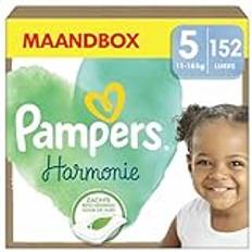 Pampers babyblöjor storlek 5 (11–16 kg) harmoni, MånadsBOX, skonsamt hudskydd och växtbaserade ingredienser, 152 stycken