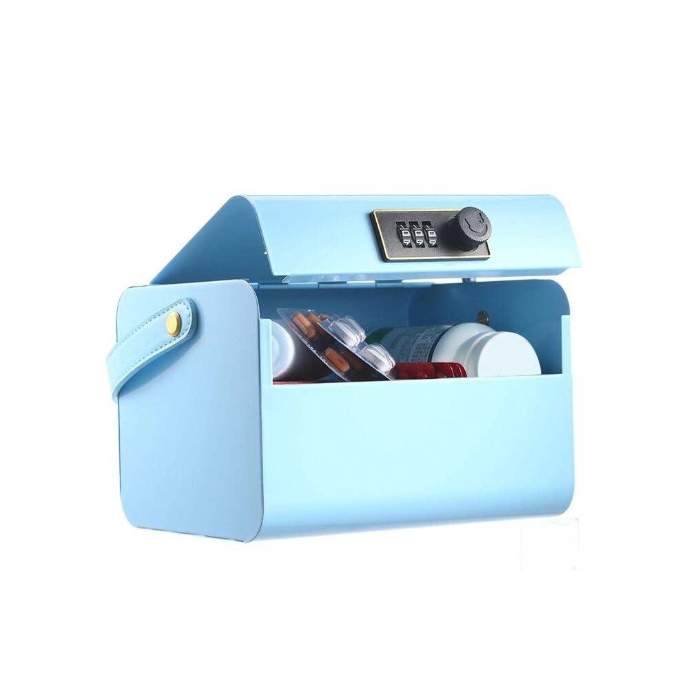 Piggy Bank för Barn 5-12 År Gamla, Bärbar Kids Safe Bank med Kod, Liten Kassalåda med Kombinationslås Blå