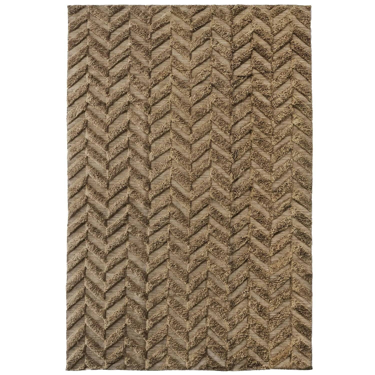 Dusty Deco Herringbone gulvtæppe 250x350 Cm t - Ensfarvede tæpper Uld Brun - DD30000196.