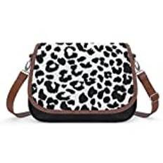 Personliga Crossbody-väskor Tryckt Axelväska Klassisk City Väska Läder Messengerväskor Svart-vit Leopard