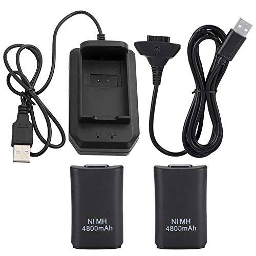 Qivine 2 x 4 800 mAh batteri Xbox-handkontroll, laddningsbart batteri med USB-kabel, reservbatteripaket med laddningskabel