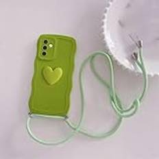 A 54 34 14 Love Heart Crossbody Lanyard Silikonfodral För Samsung Galaxy A54 A34 A14 5g A24 4g A04s A15 A25 A35 Curly Wavy Cover,DBLAXGS Grön,För A03S