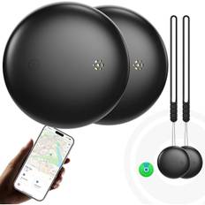 Smart Tracker Tags 2-pak - GPS-locator kompatibel med \"Apple Find My\" (kun iOS), Bluetooth-locator til bagage/katte/hunde, udskiftelige batterier