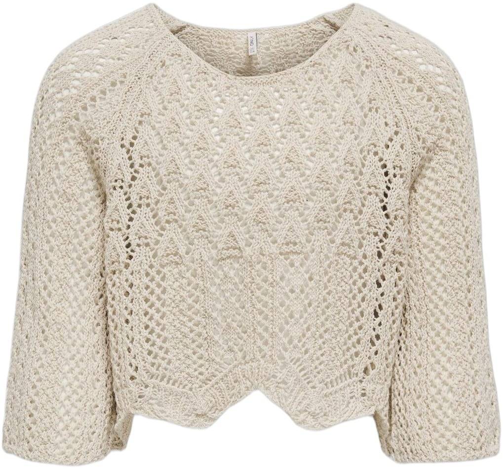 ONLY Kognola Life 3/4 Pullover KNT Noos Str 158/164 - Pumice Stone Strik Denim hos Magasin.