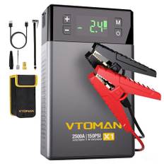 VTOMAN X1 Jump Starter med 100PSI luftkompressor, 2500A Peak Car Starter, 12V Lithium Battery Jump Box, 400 Lumen LED X1 svart