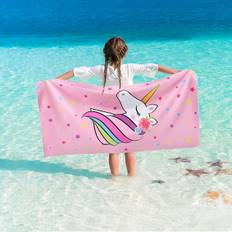 Rainbow Unicorn Beach Towel Microfiber Bath Towel With Hood for Kids Adult Cartoon Wearable Beach Wrap Blanket 70x140cm - GX-2 / 75x150cm(30x59inch) (75x150cm(30x59inch))