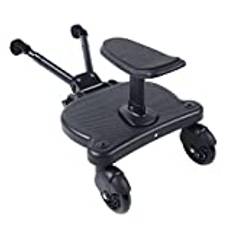 SHZICMY Buggybräda, barnvagn, bräda, sits, buggyboard, barnvagn, stegbräda, bilbräda, avtagbar, barnhjul, ståbräda, pedal, stående platta, säte, 25 kg