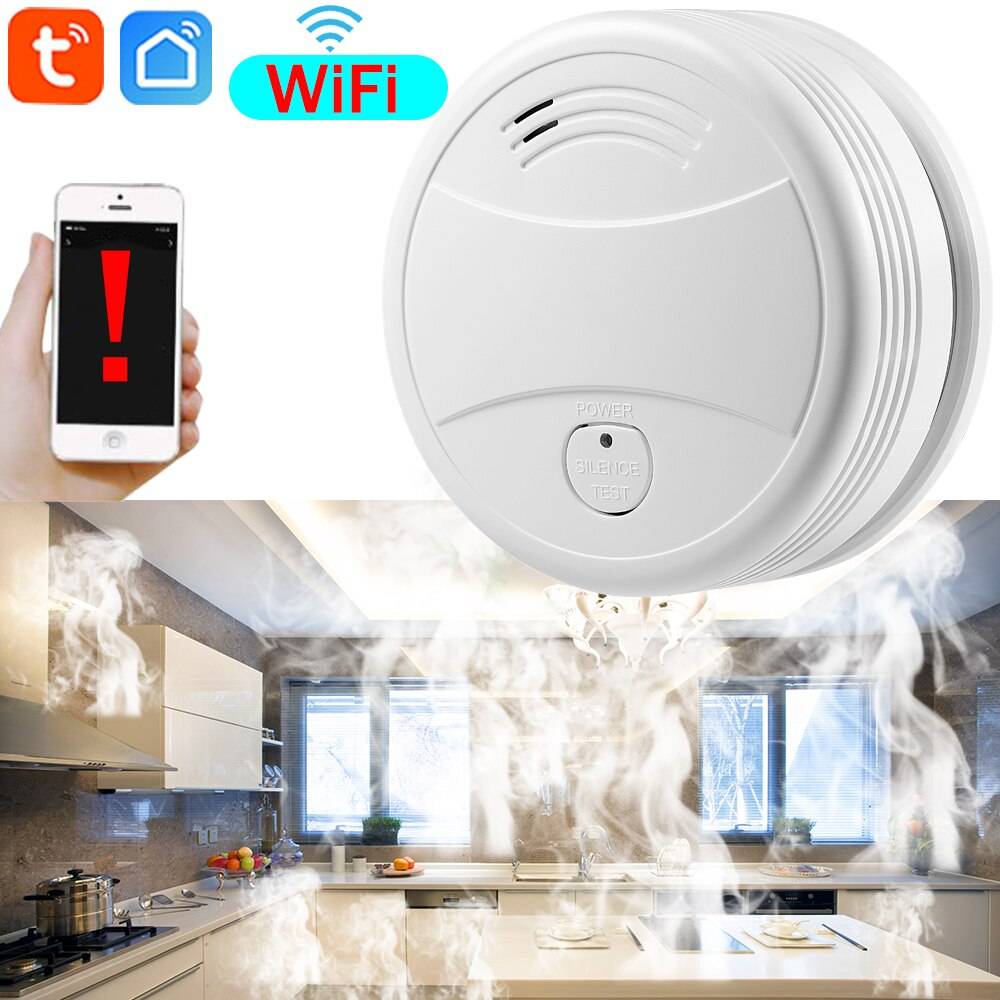 Oberoende wifi smart hem rökdetektor hemsäkerhet tuya wifi brandvarnare smart life app kontroll larmsystem för hemmet