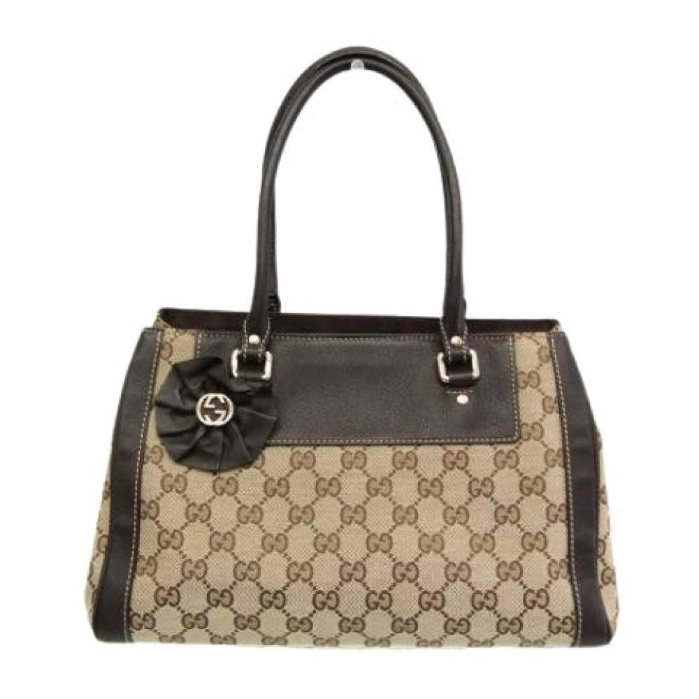 Gucci Vintage Pre-owned Canvas Håndtaske - Vintage - Dame - Beige - ONE SIZE - Tyl