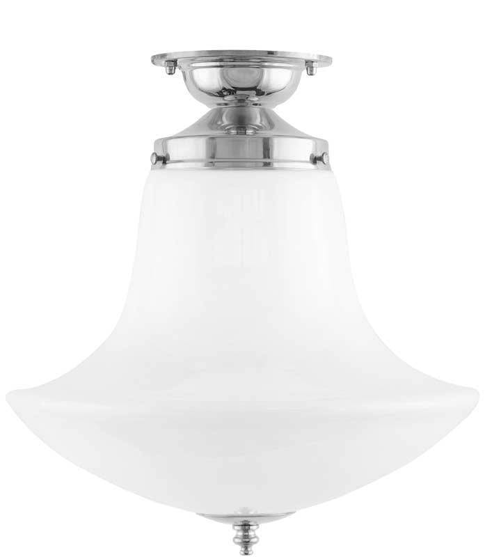 Badeværelseslampe - Loftslampe Lundkvist 100 nikkel, klokkeformet skærm