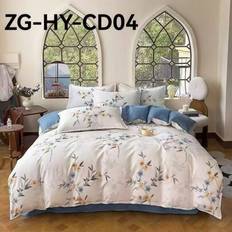 American Pastoral Style Small Fresh Floral Print 4-Piece Quilt Cover Set, Warm Velvet/Small Pink Plaid Quilt Cover Dormitory Bedding Quilt Cover AB Si - Small Broken Flower Branches - Multi-size