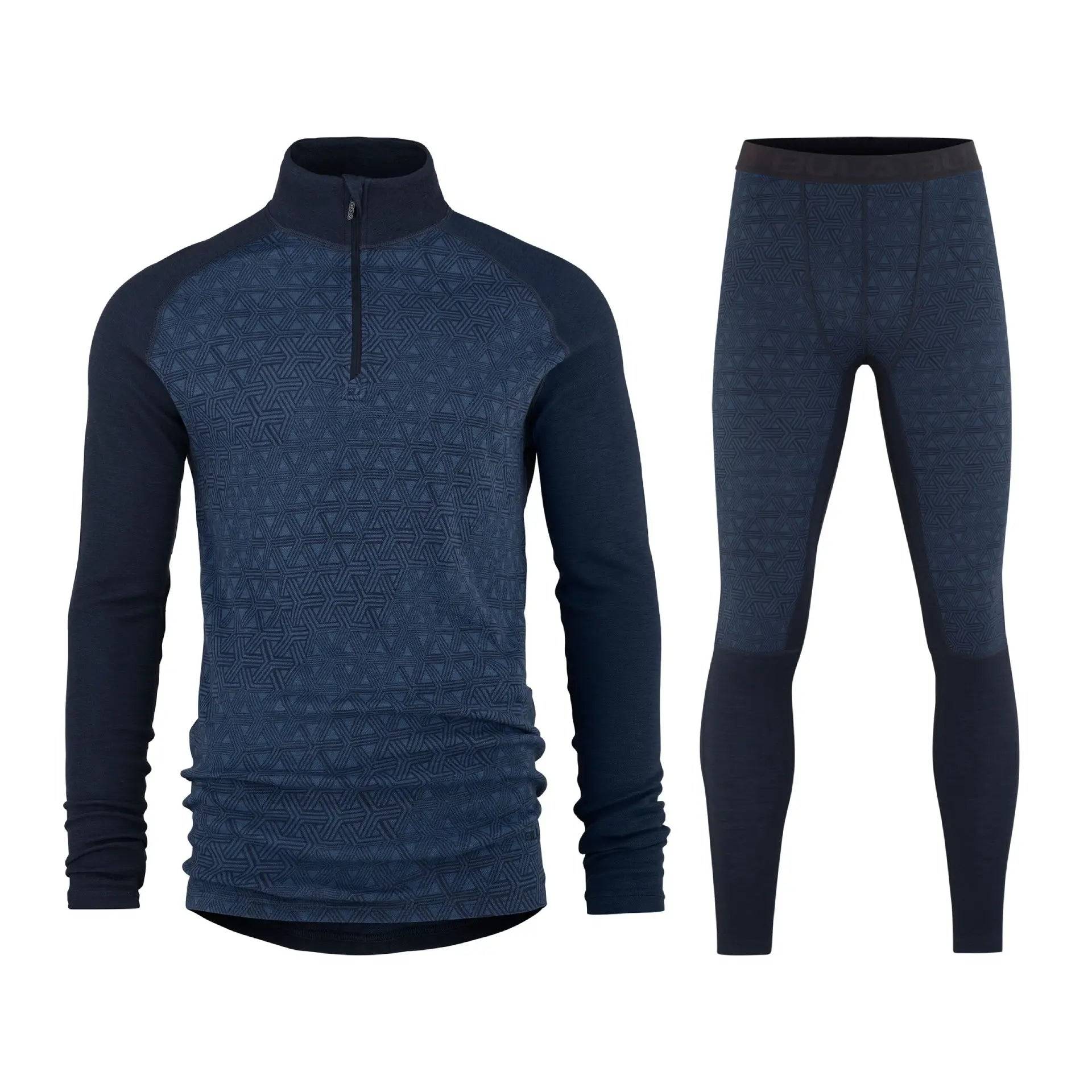Bula Geo Merino Wool Half Zip Skiundertøj Sæt Herre - Navy - S / M