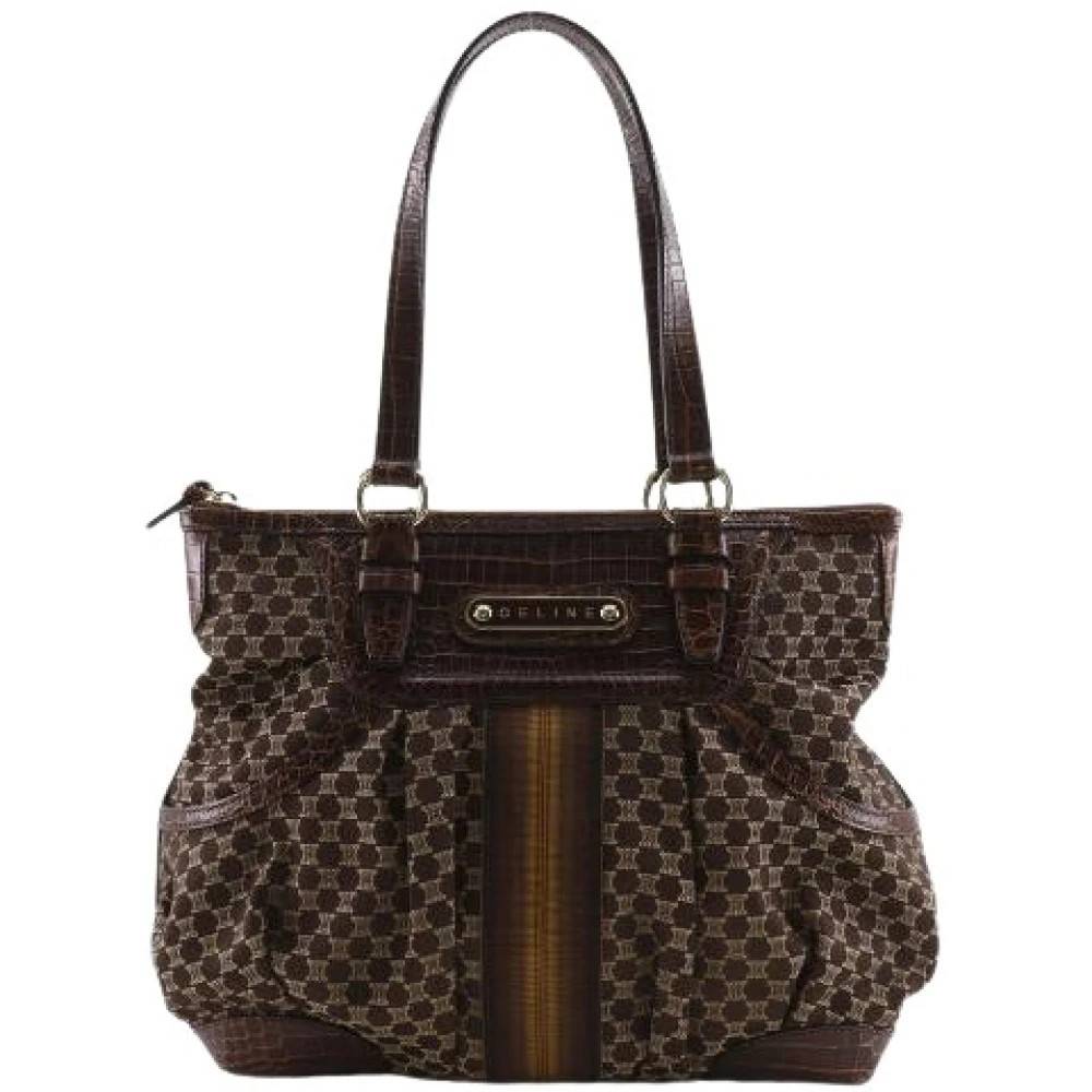 Celine Vintage Pre-owned Macadam præget læder nylon lærredstaske - Vintage - Dame - Brun - ONE SIZE - Læder