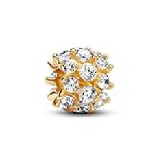Pandora Moments Funkelndes Rundes Charm aus Sterling Silber mit vergoldeter Metalllegierung und Zirkonia, Kompatibel mit Pandora Moments Armbändern, 763234C01