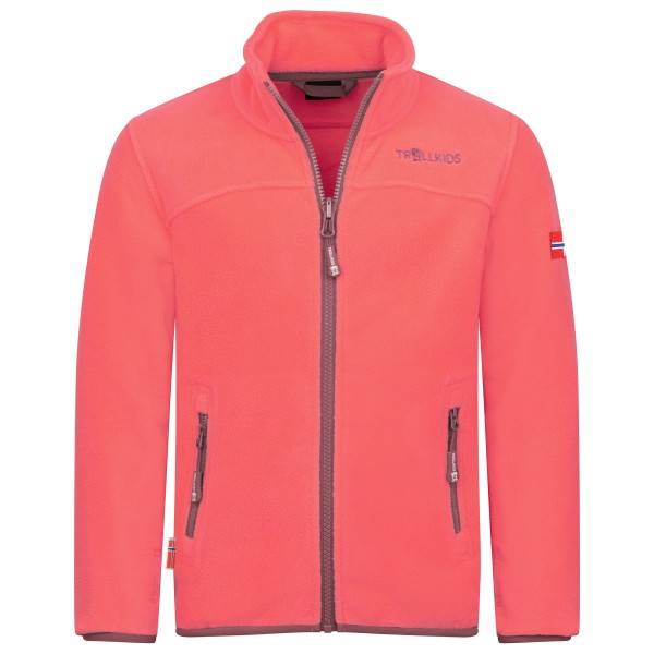 Trollkids Girls Oppdal Jacket XT Fleecejakke Børn størrelse 92 farve rød