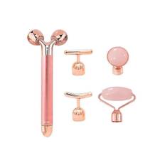 5-in-1 24k Gold Face Massager Electric Quartz 3d Face Lifting Body Facial Gua Sha Jade
