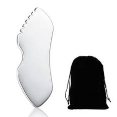 Moguri Gua Sha ansiktsverktyg av rostfritt stål, ansiktskam och massageapparat, metall gua sha verktyg för blodcirkulation och lymfdränering, gua sha-sten för kropp