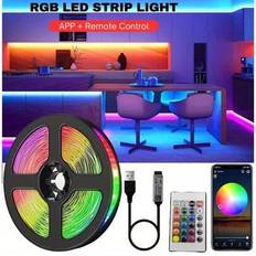 1st 2-vägskontroll LED Strip, 1/3/5/10/15m, 3,3/10/16/33/50ft Smart Phone App + 24-knapps fjärrkontroll, Usb-driven 5V Rgb Led Strip-ljus, Multipel sy (3 meter/10 fot,5 meter/16 fot,10 meter/33 fot,1 meter/3,3 fot,15m/50ft1)