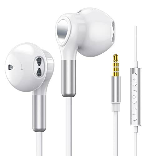 In-Ear Hörlurar med Kabel - 3,5 mm Uttag med Mikrofon och Volymkontroll för iPhone, Samsung, Android, iPad, MP3 och Andra Ljudenheter