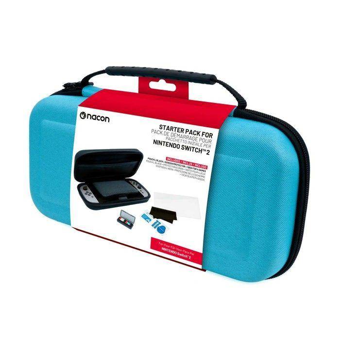 Nacon pack de 3 éléments Bleu pour Switch 2 | 1 pochette rigide | 1 protection d'écran | Boite de rangement pour jeux