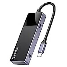 USB C-hub, ORICO 6-i-1 USB-splitter, dockningsstation multiportadapter med PD 100 W, HDMI 4K@30 Hz, USB-A 3.0 × 3, 3,5 mm ljud× 1, USB-distributör kompatibel för Dell/Surface/HP/Lenovo bärbar dator