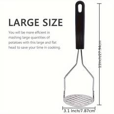 TEMU 1pc Stainless Steel Masher - , Non-slip Handle, For Potatoes, Sweet Potatoes, Beans, Fruits & Vegetables, Food Supply Equipment, Ideal For Home & Restaurant Use, Kitchen Gadget