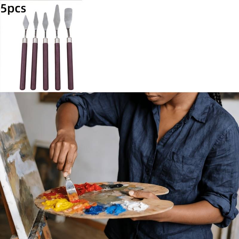 TEMU Stainless Steel Palette Knife Set, Versatile Professional Painting Knives, Suitable For Watercolor, Acrylic, And Oil Paints