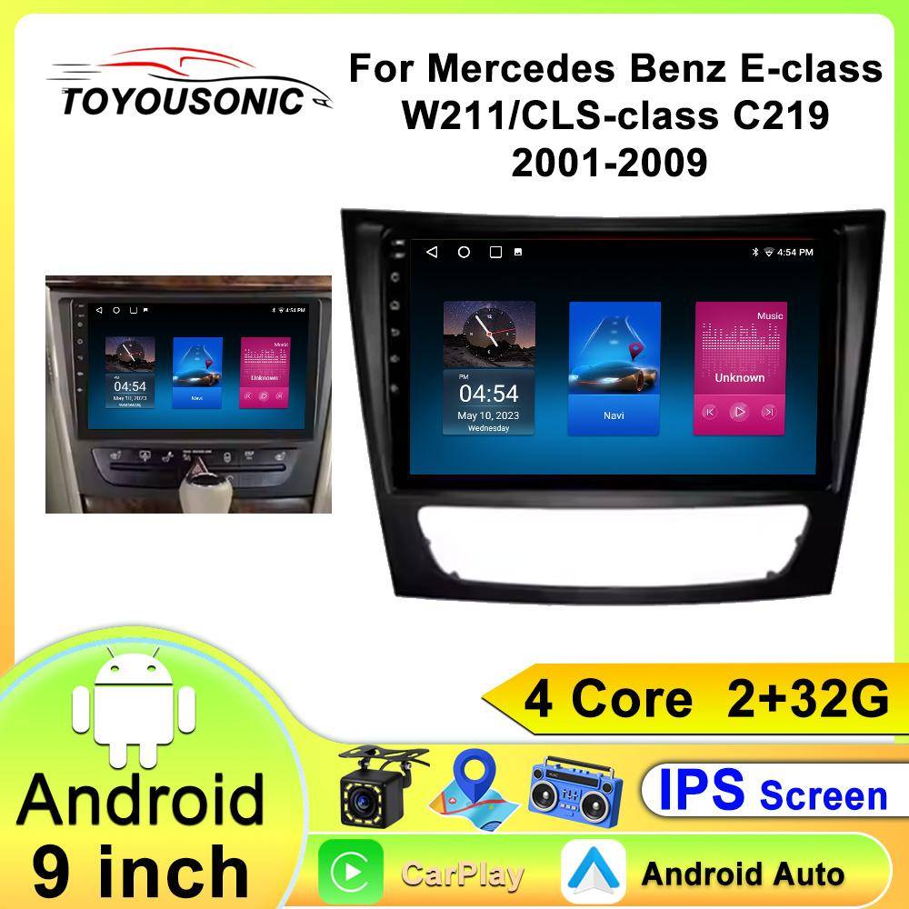 Bilradio Carplay För Benz E-klass W211/CLS-klass C219 2001-2009 Navigation GPS Android Auto Multimediaspelare Stereoenhet WiFi BT Ingen 2din 4G