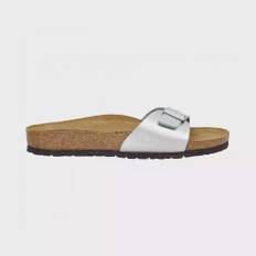 Birkenstock, Skor, Dam, Grå, 42 EU, Läder, Madrid Birko-Flor Sandaler