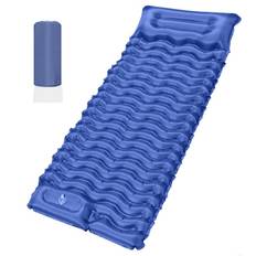 Camping Mat Air Bed Air Mat Length 200 cm Width 70 cm Tent Mat Inflator Sleeping in the Car Mat Disaster Mat with Pillow Camping Equipment Thick blå