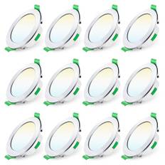 ALUSSO Infälld Dimmbar LED-spot 230V 7W Takspot 3000K 4000K 6500K Vattentät IP44 Justerbar Infälld Takspot för Badrum, Vardagsrum, Förpackning om 12, Rund, Krom