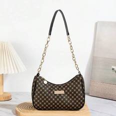 Retro Polka Dot Women&#39;s Crossbody Bag, Adjustable Shoulder Strap, Zipper Closure, Metal Chain Decor, Suitable For Daily Commute, Perfect Gift Idea - Coffee Brown