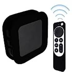 Silikonskyddsfodral för AppleTV 4K 2022 fjärrskal för AppleTV fjärrkontroll 2022 Apple TV fjärrkontroll ersättning anti-fall stötsäker fjärrkontroll fodral (svart)