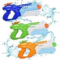 Super vattenpistoler för barn och vuxna – 3 stycken 600 cc Super Water Blaster Soaker sprutpistoler för barn leksaker för sommar utomhus pool leksak strand sand vatten (Blå - Grön - Orange)